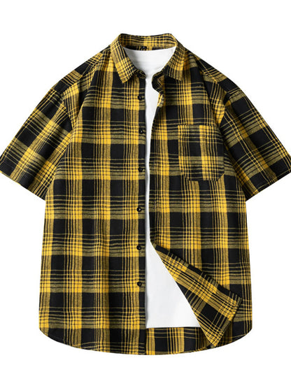 Men's Casual Plaid Short Sleeve Shirt | DCDesigns