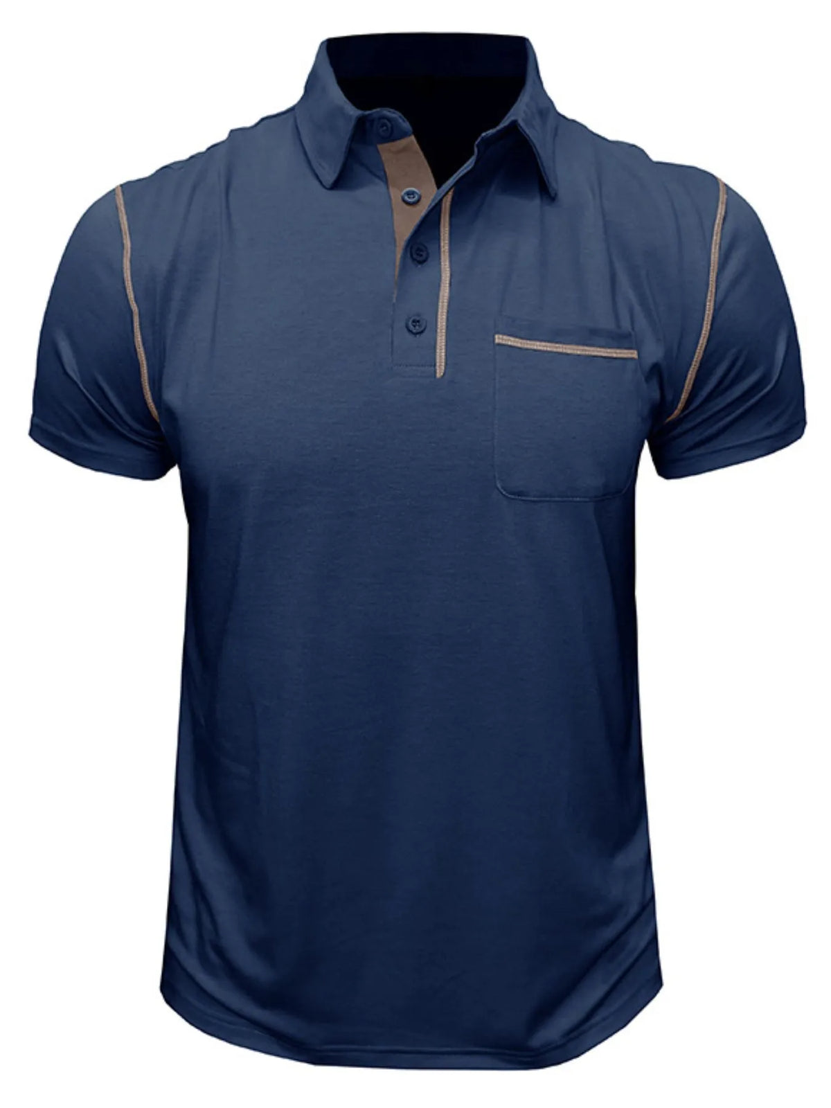 Men's Classic Polo Shirt with Contrast Stitching - Navy