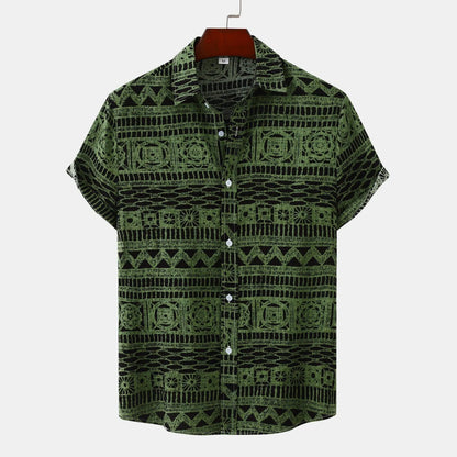 Men's Printed Button-Up Short Sleeve Shirt | DCDesigns