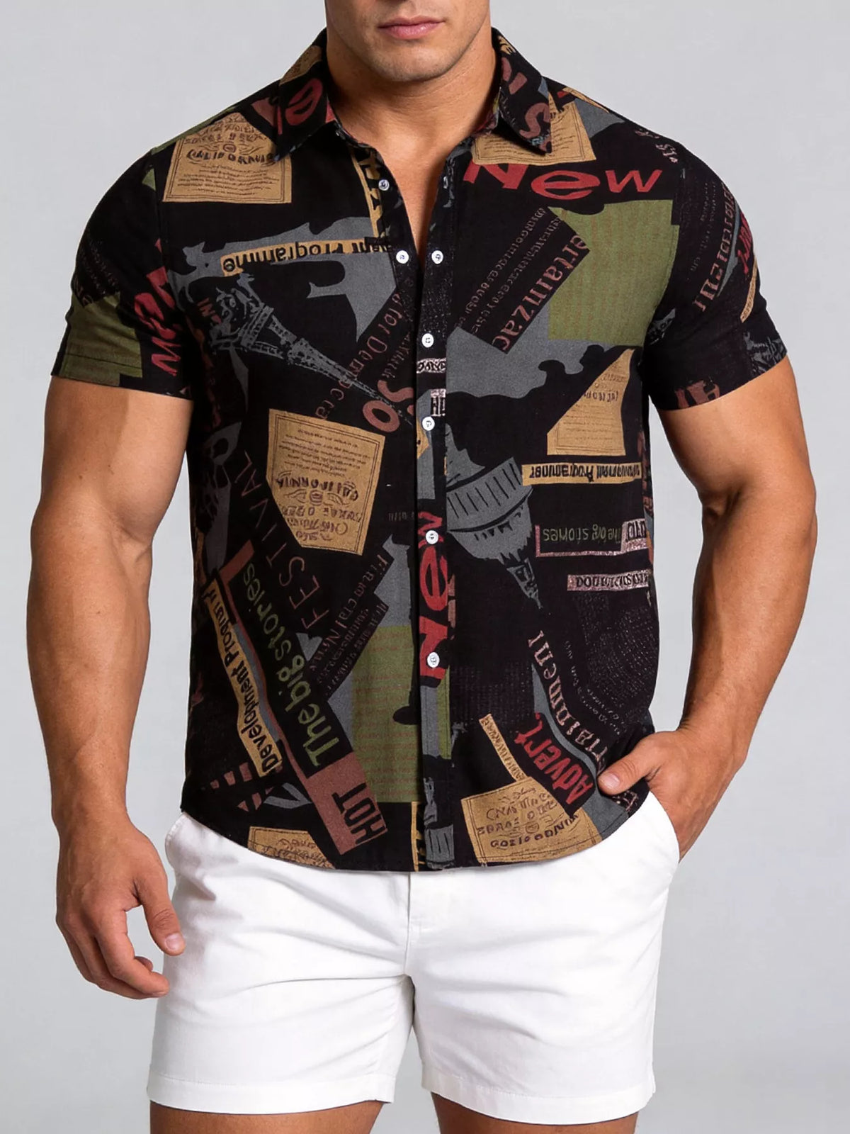 Men's Printed Button-Up Shirt | DCDesigns