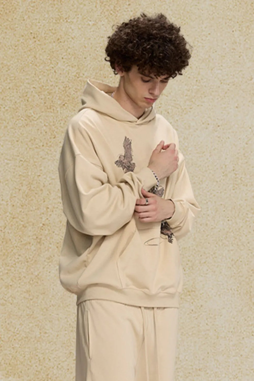 Men's Graphic Long Sleeve Hoodie with Kangaroo Pocket - DCDesigns mens casual hoodie product view
