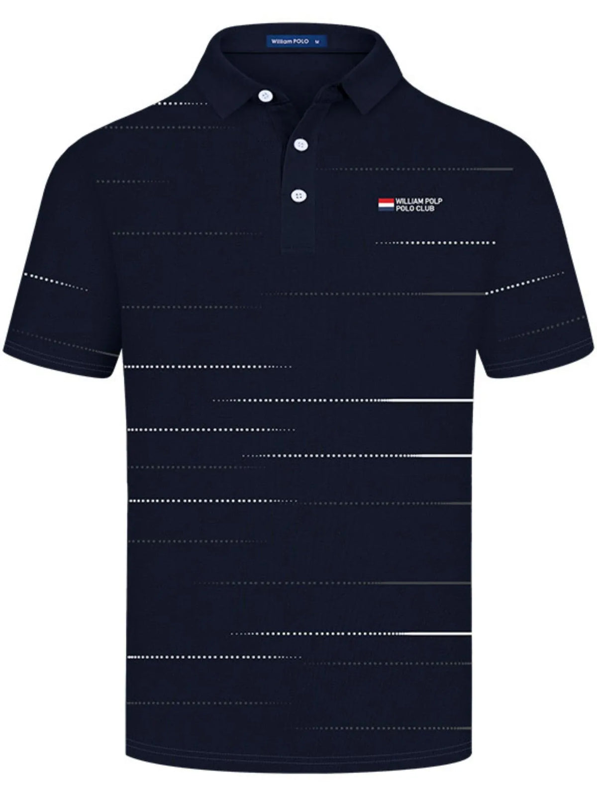Men's Striped Short Sleeve Polo Shirt - Navy