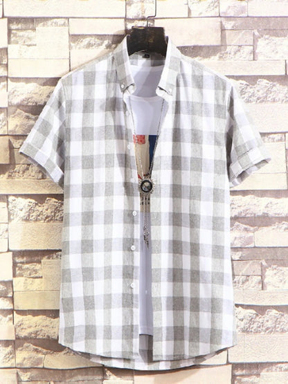 Men's Casual Plaid Short Sleeve Shirt | DCDesigns