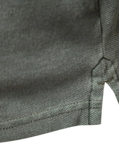Men's Collared Neck Button Detail Short Sleeve Polo Shirt - Sage