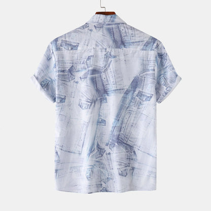 Men's Printed Button-Up Short Sleeve Shirt | DCDesigns