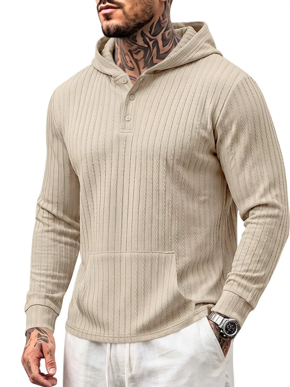 Men's Full Size Casual Kangaroo Pocket Knit Hoodie Plus Size - DCDesigns mens casual hoodie product view
