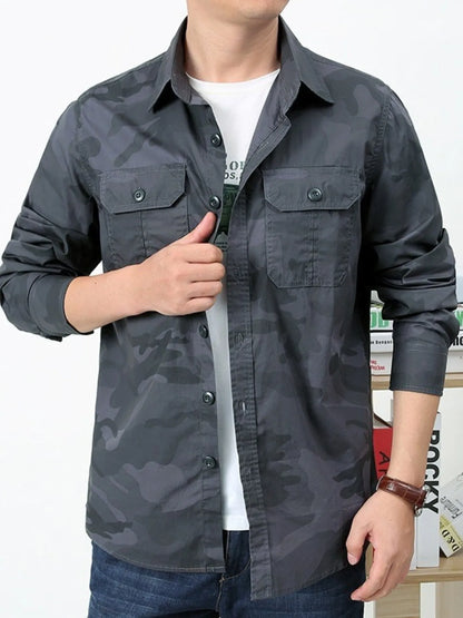 Men's Camouflage Print Long Sleeve Shirt | DCDesigns
