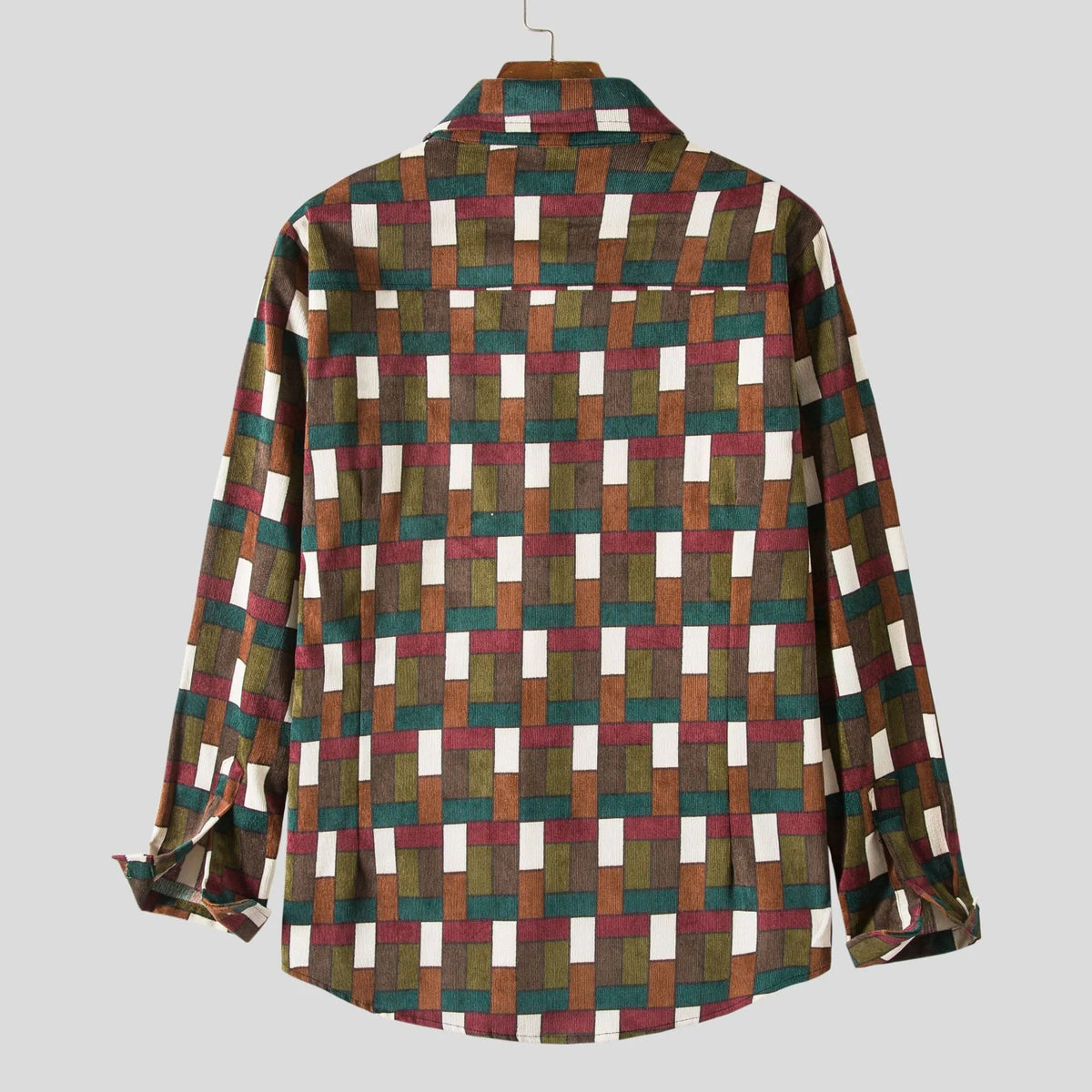 Men's Geometric Checkered Casual Button-Up Shirt | DCDesigns