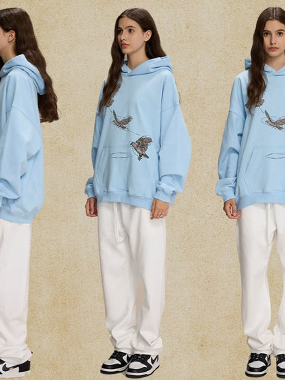 Men's Graphic Long Sleeve Hoodie with Kangaroo Pocket - DCDesigns mens casual hoodie product view