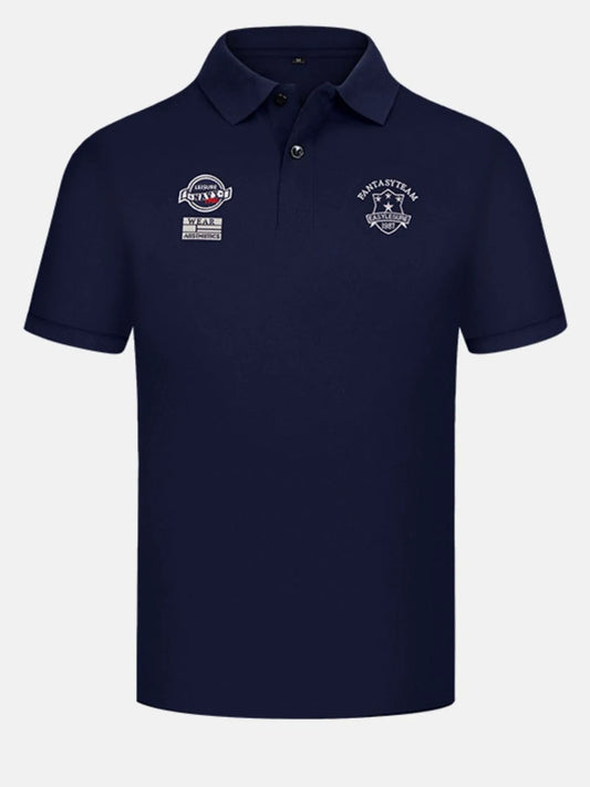 Men's Collared Neck Short Sleeve Polo Shirt - Navy