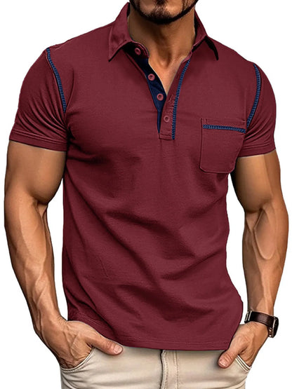 Men's Classic Polo Shirt with Contrast Stitching - White