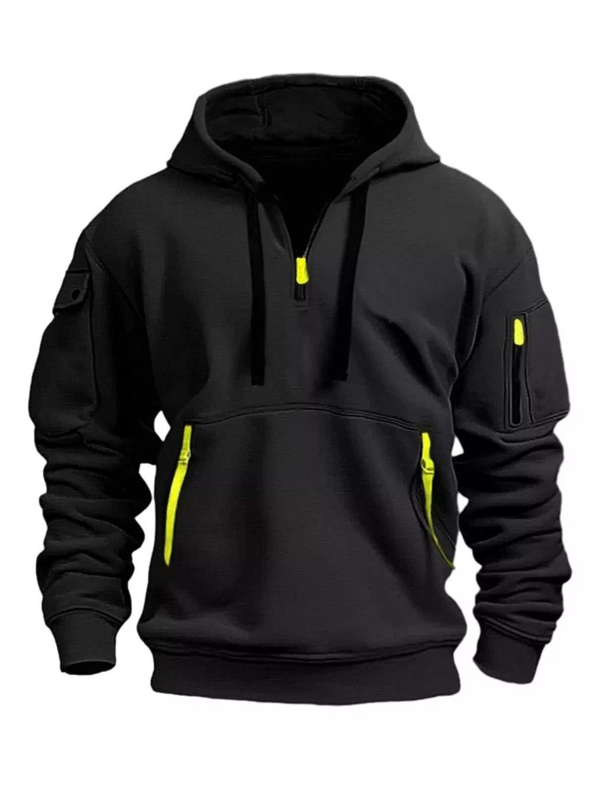 Men's Full Size Drawstring Half-Zip Pocket Hoodie Plus Size - DCDesigns mens casual hoodie product view