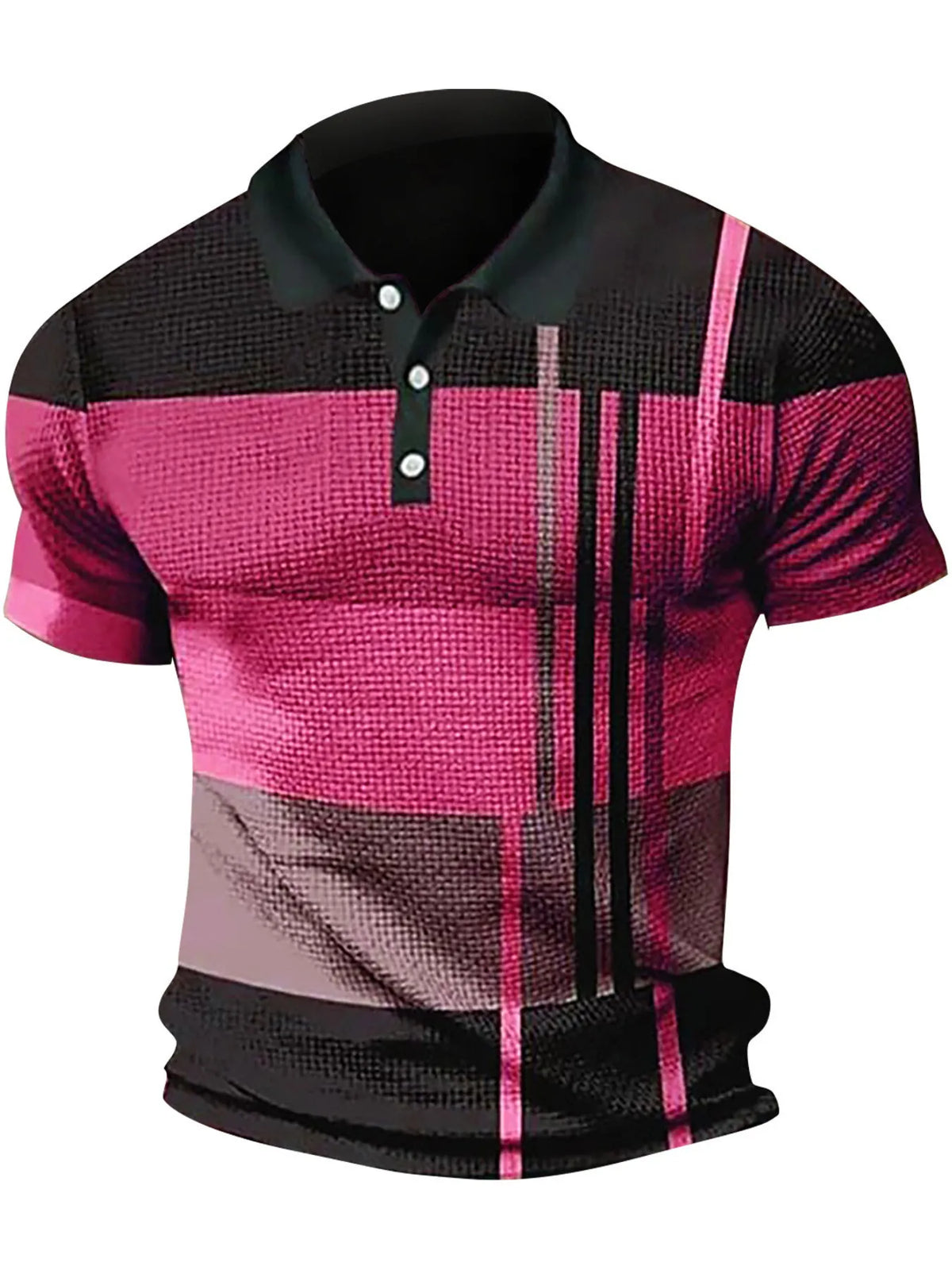 Men's Color Block Short Sleeve Polo Shirt - Brown