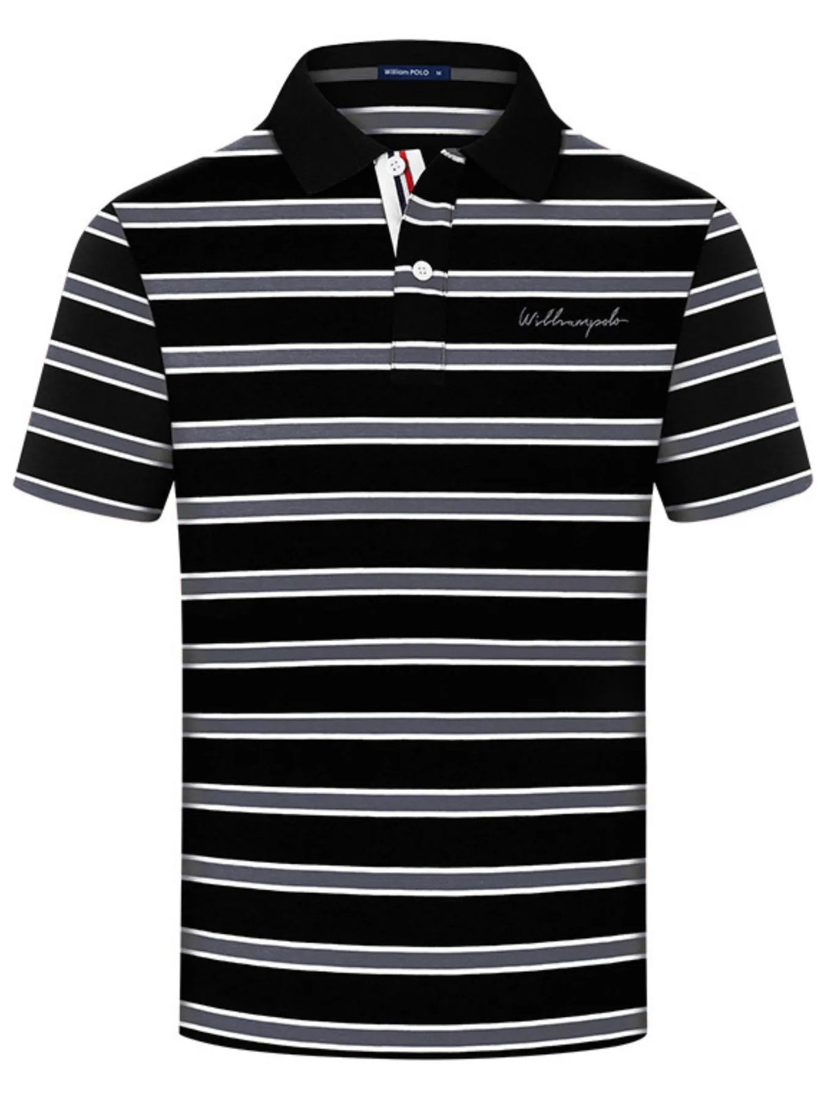 Men's Striped Short Sleeve Polo Shirt - Black