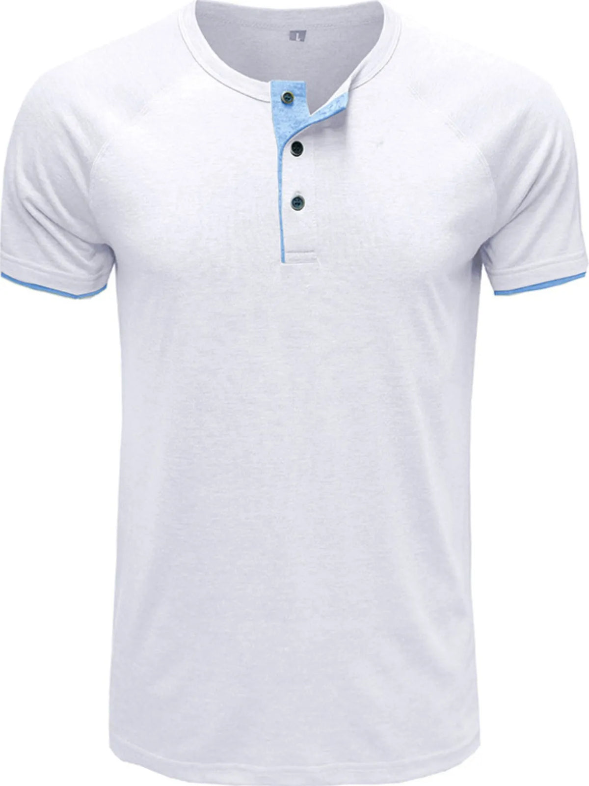 Men's Classic Contrast Trim Henley Polo Shirt - White