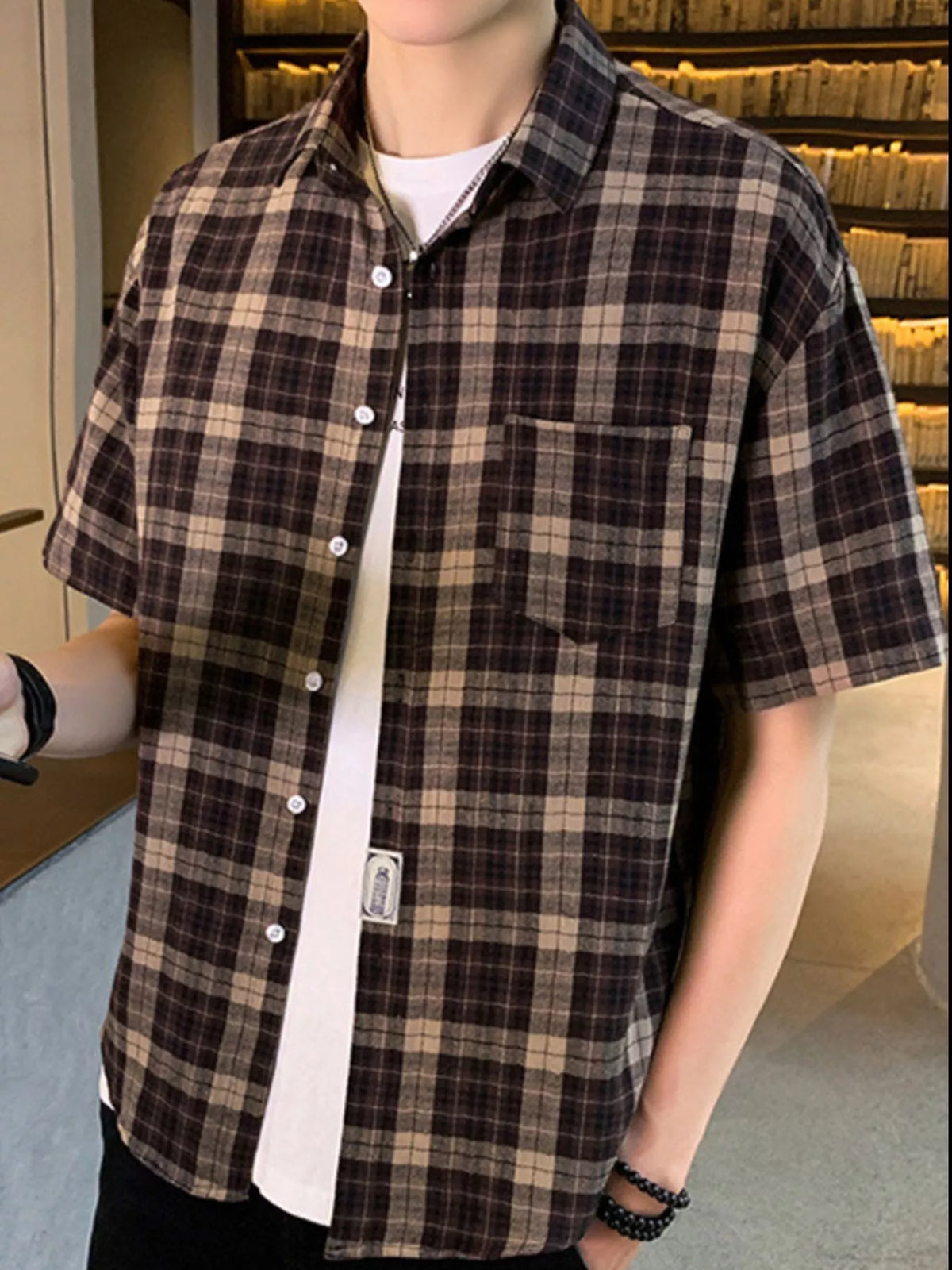 Men's Casual Plaid Short Sleeve Shirt | DCDesigns