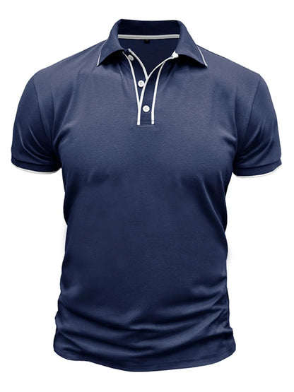 Men's Slim Fit Polo Shirt with Contrast Trim - Navy