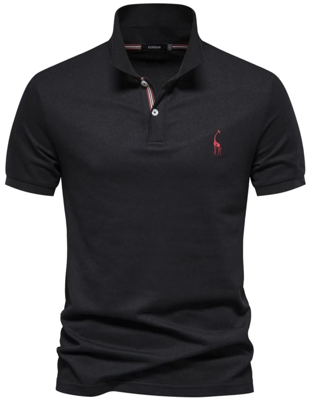 Men's Giraffe Embroidered Short Sleeve Polo Shirt - Moss