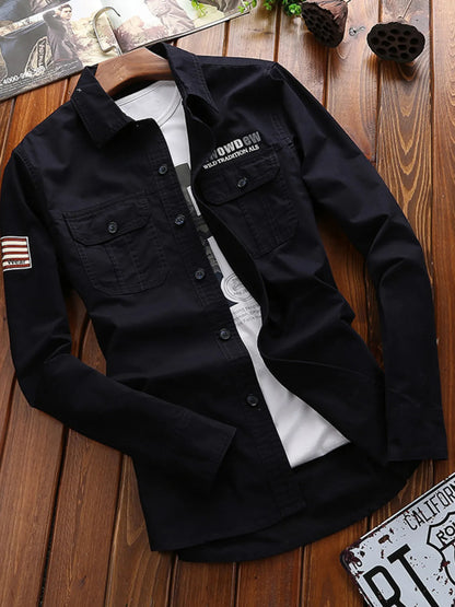 Men's Long Sleeve Shirt with Chest Pockets | DCDesigns