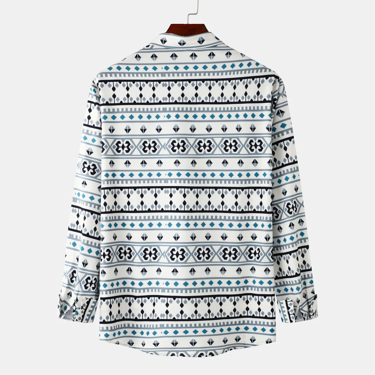 Men's Geometric Pattern Long Sleeve Casual Shirt | DCDesigns