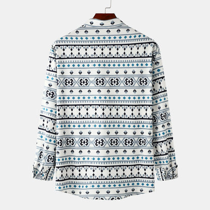 Men's Geometric Pattern Long Sleeve Casual Shirt | DCDesigns