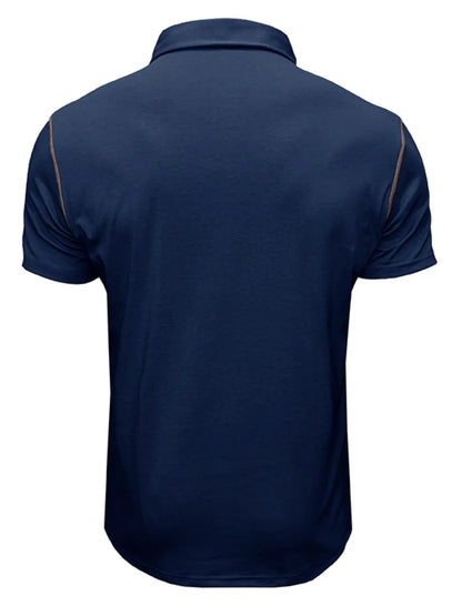 Men's Classic Polo Shirt with Contrast Stitching - Navy