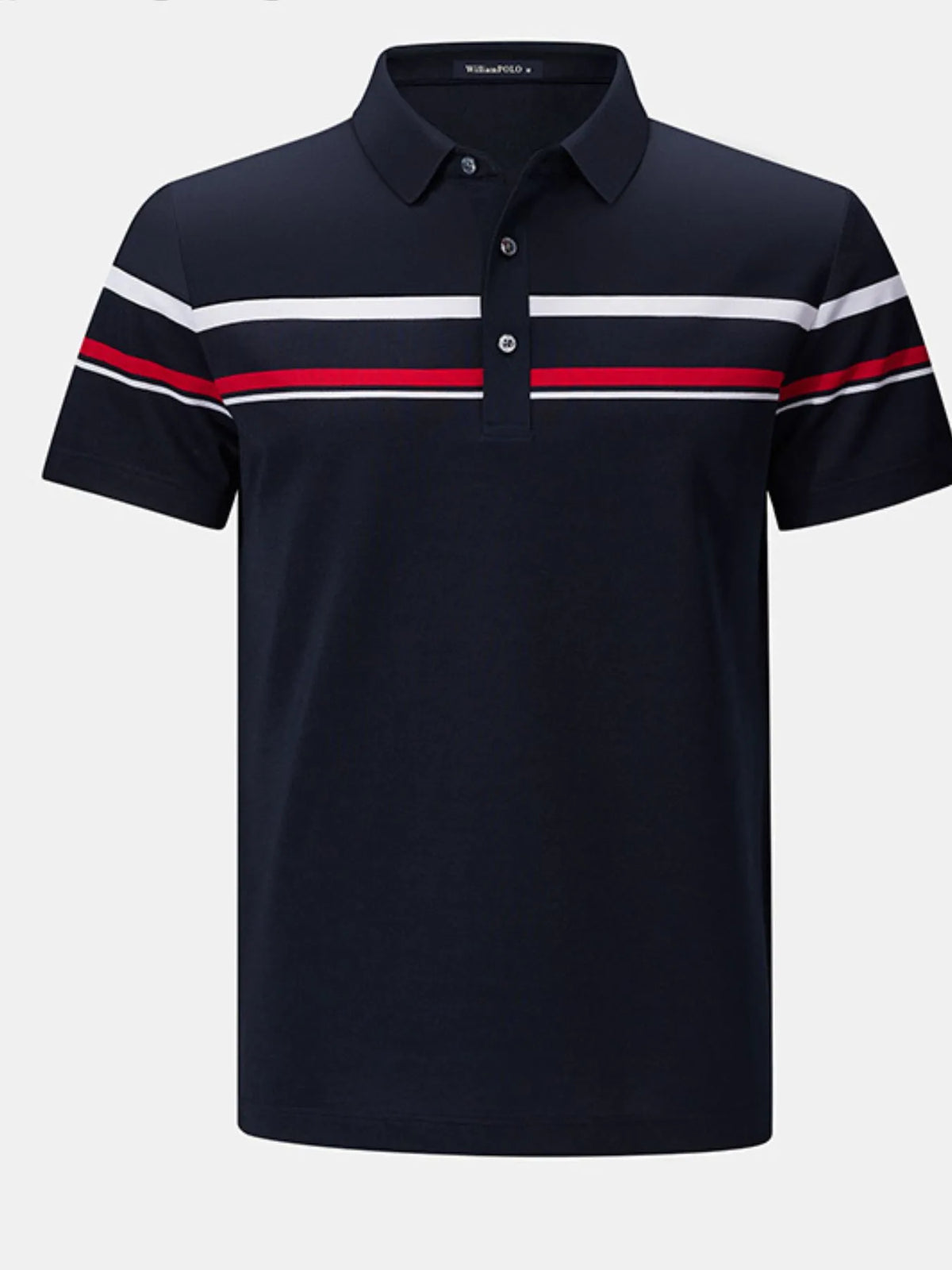 Men's Classic Striped Short Sleeve Polo Shirt - Navy