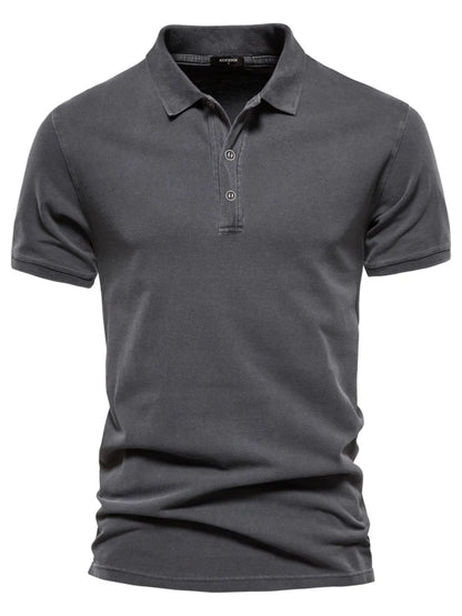 Men's Collared Neck Button Detail Short Sleeve Polo Shirt - Peacock  Blue