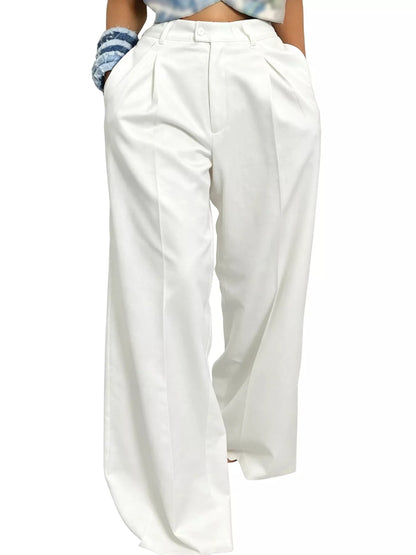 Wide-Leg Pleated Pants - DCDesigns women’s fashion