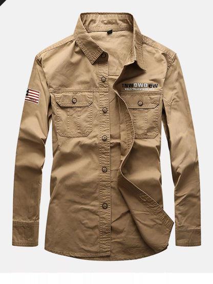 Men's Long Sleeve Shirt with Chest Pockets | DCDesigns