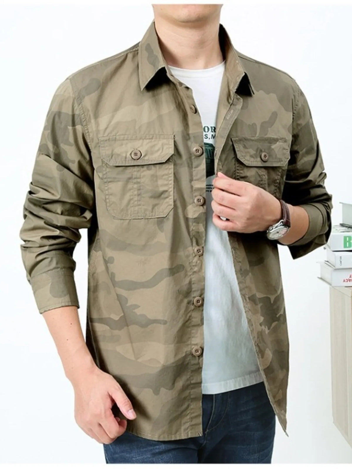 Men's Camouflage Print Long Sleeve Shirt | DCDesigns