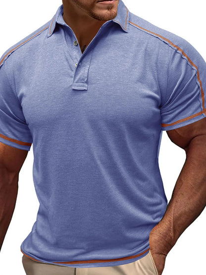 Men's Collared Neck Polo Shirt with Contrast Piping - Moss
