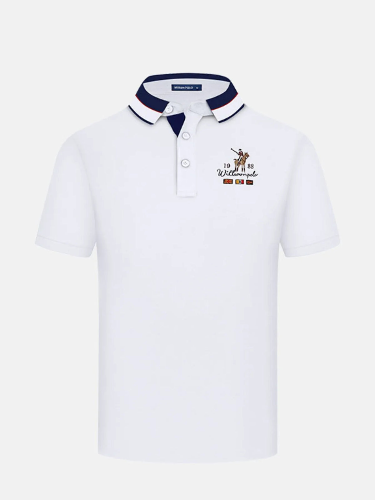 Men's Embroidered Short Sleeve Polo Shirt - White