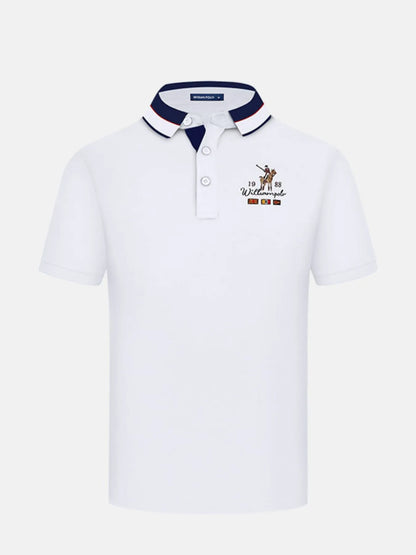 Men's Embroidered Short Sleeve Polo Shirt - White