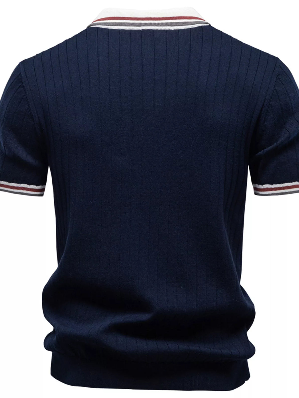 Men's Classic Ribbed Knit Short Sleeve Polo Shirt - Coffee