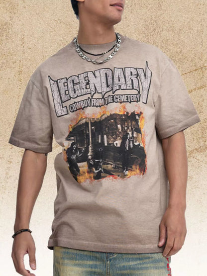 Men's oversized Men's Graphic Round Neck T-Shirt – men's bold Y2K streetwear graphic tee, product image 3