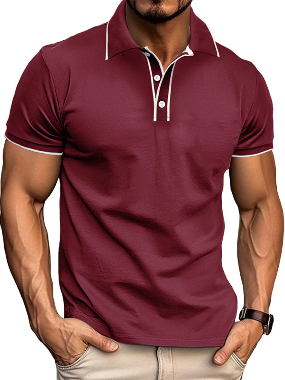 Men's Slim Fit Polo Shirt with Contrast Trim - Black