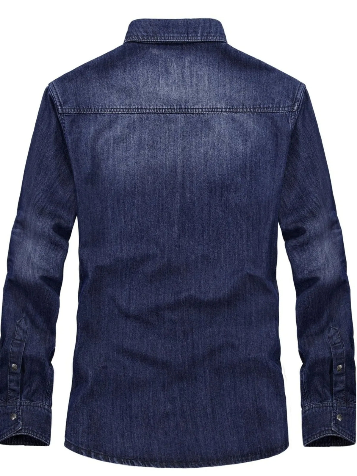 Men's Classic Washed Denim Shirt with Double Chest Pockets | DCDesigns