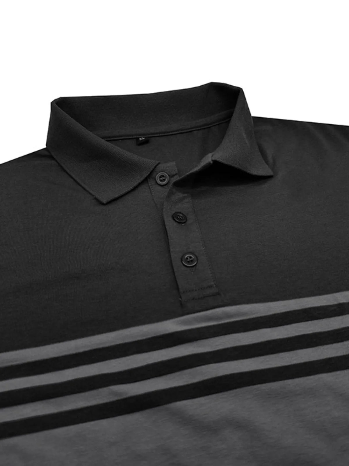 Men's Color Block Striped Polo Shirt - Dark Gray