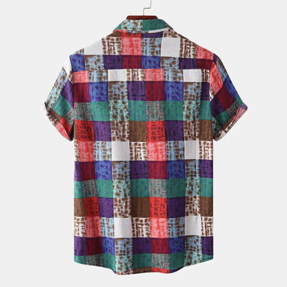 Men's Plaid Button-Up Short Sleeve Shirt | DCDesigns