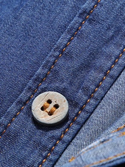 Men's Casual Short Sleeve Denim Shirt | DCDesigns