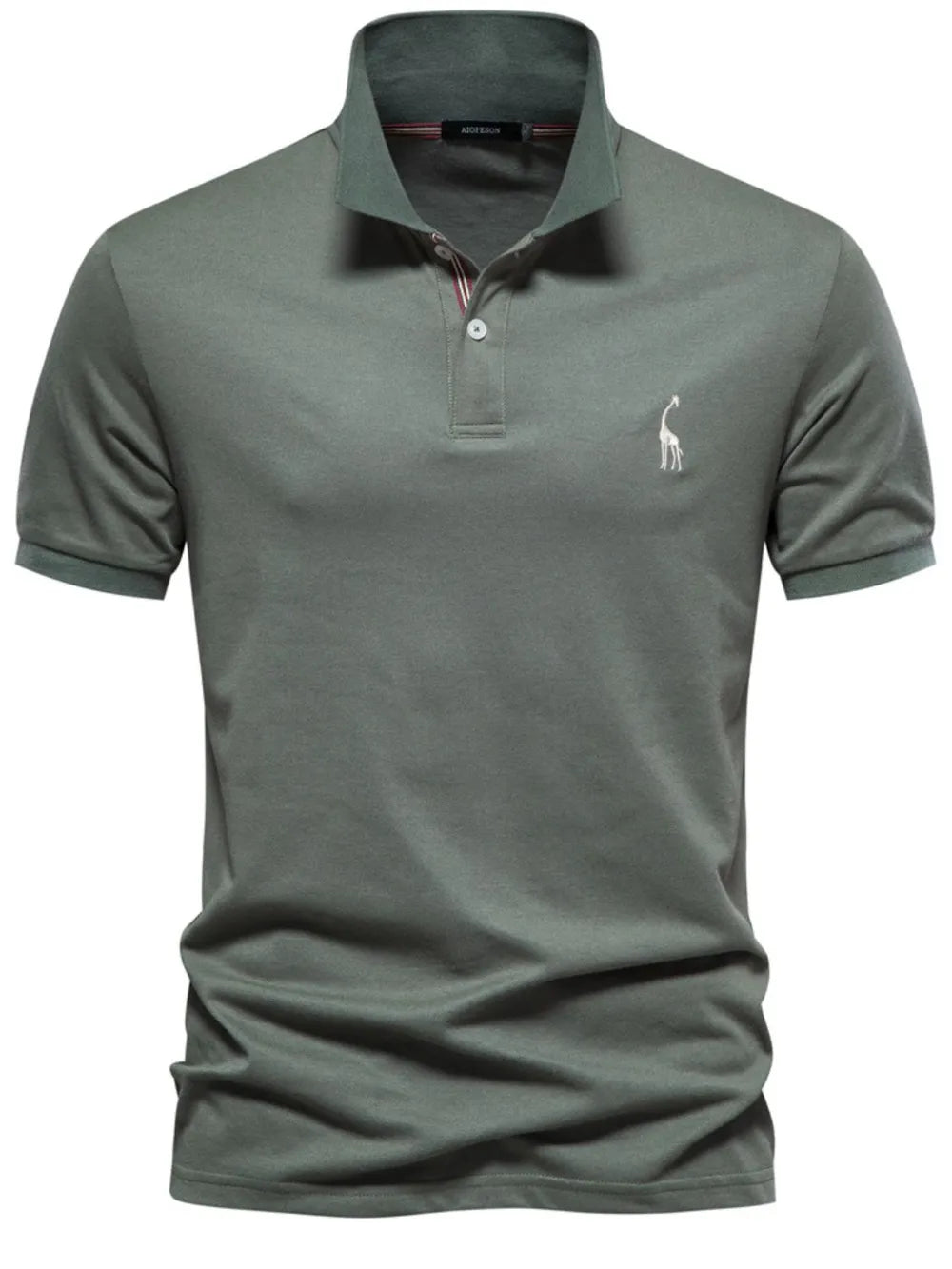 Men's Giraffe Embroidered Short Sleeve Polo Shirt - White