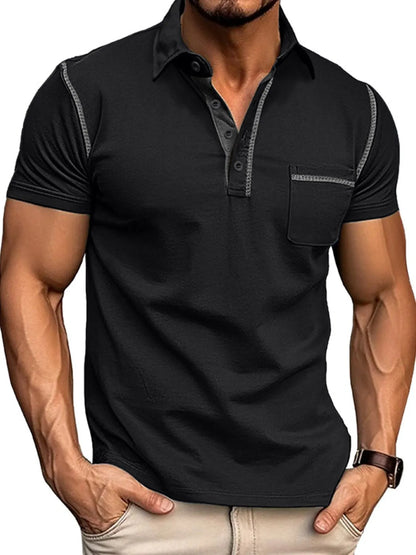Men's Classic Polo Shirt with Contrast Stitching - White
