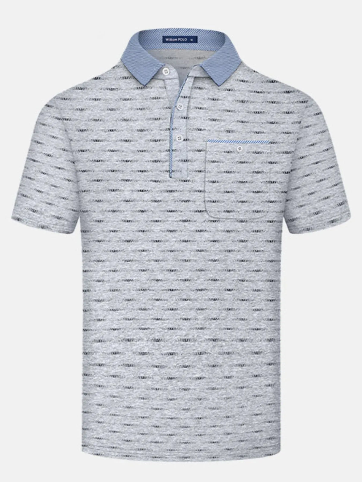 Men's Classic Striped Polo Shirt with Contrast Collar - Navy