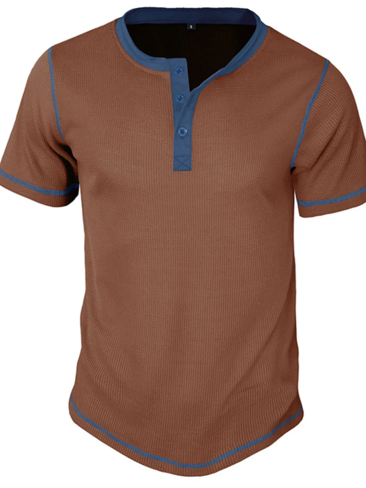 Men's Contrast Stitch Henley Polo Shirt - Gray