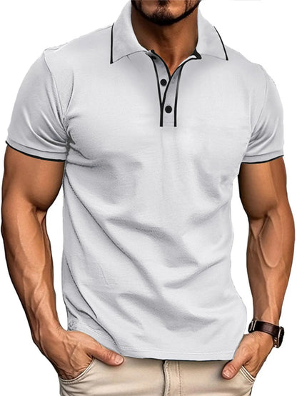 Men's Slim Fit Polo Shirt with Contrast Trim - Dark Gray