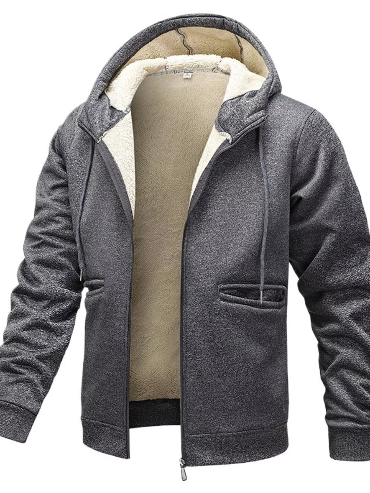 Men's Full Size Warm Fleece Lined Zip-Up Hoodie Plus Size - DCDesigns mens casual hoodie product view