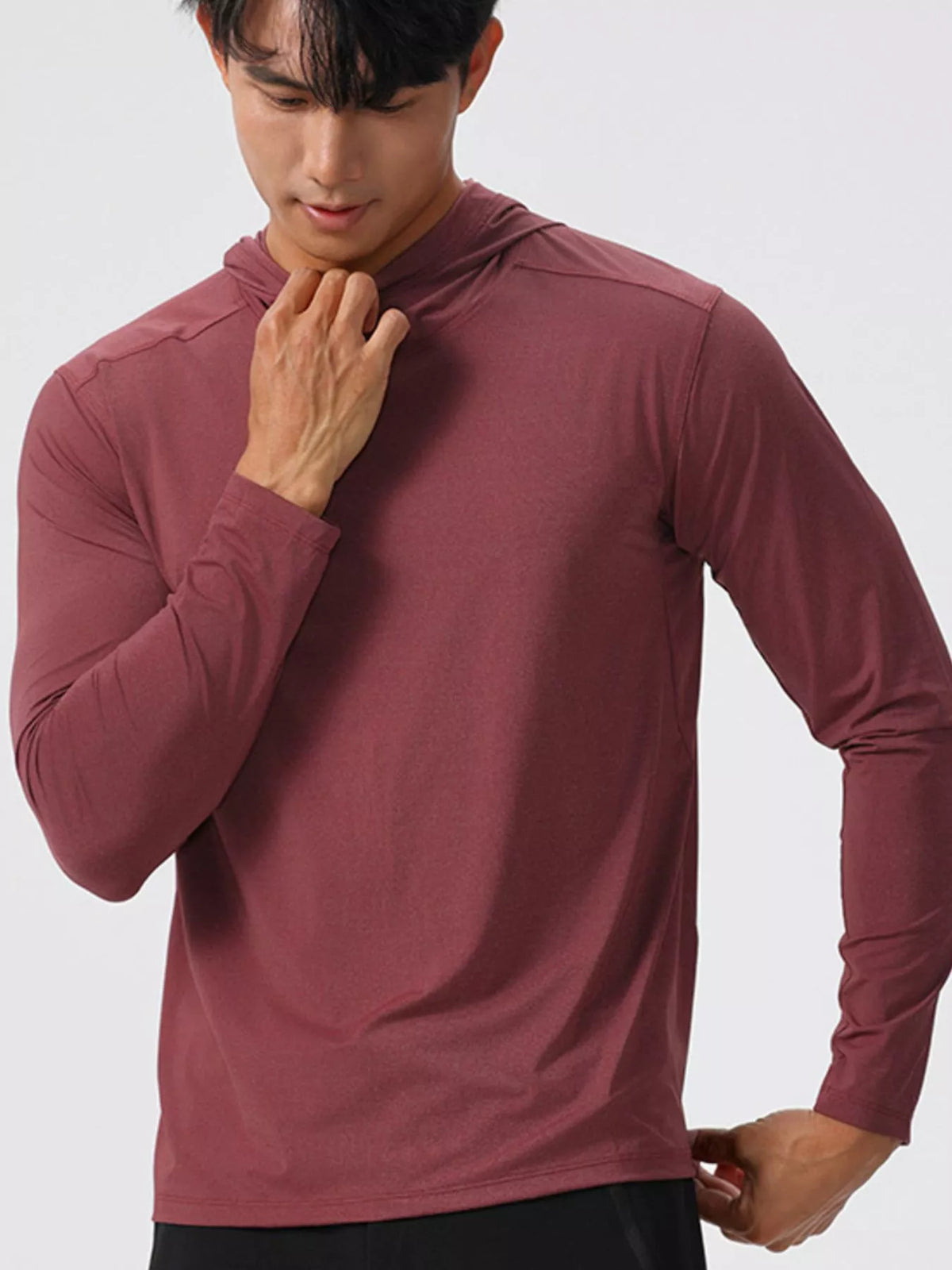 Men's Solid Color Long Sleeve Hoodie - DCDesigns mens casual hoodie product view