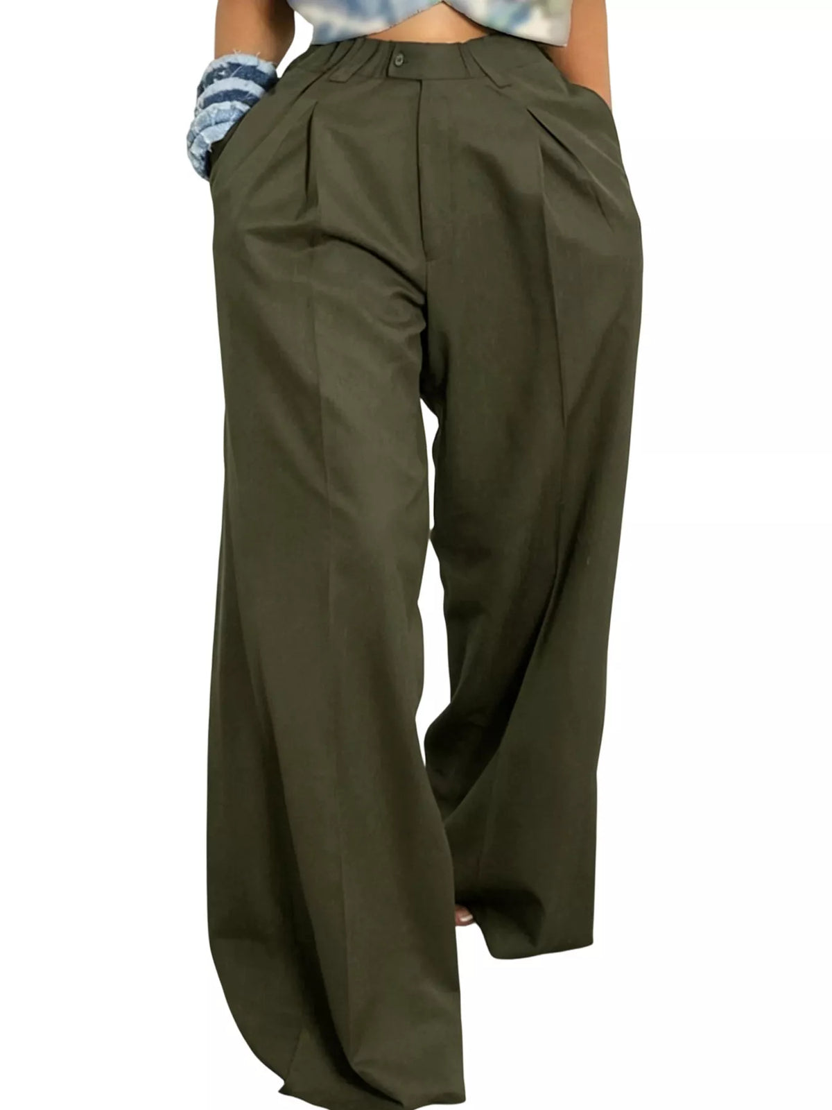 Wide-Leg Pleated Pants - DCDesigns women’s fashion