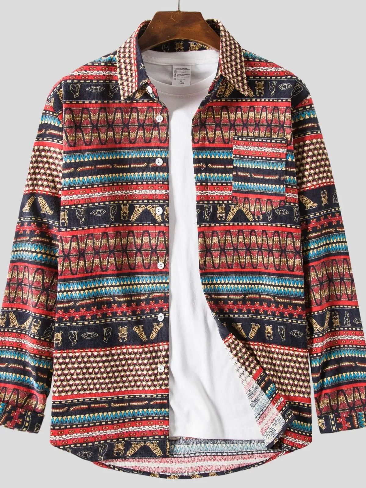 Men's Vintage Ethnic Print Button Down Shirt | DCDesigns
